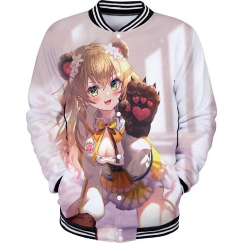 HOLOLIVE VTuber Momosuzu Nene 3D autumn winter Holiday Men/Women casual Baseball Uniform Streetwear Kawaii Style sweatshirt