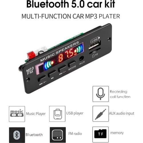 KEBIDU 12V Amplifier MP3 WMA Bluetooth V5.0 decoder board Car MP3 Player With Remote Control USB Recording Module FM AUX Radio