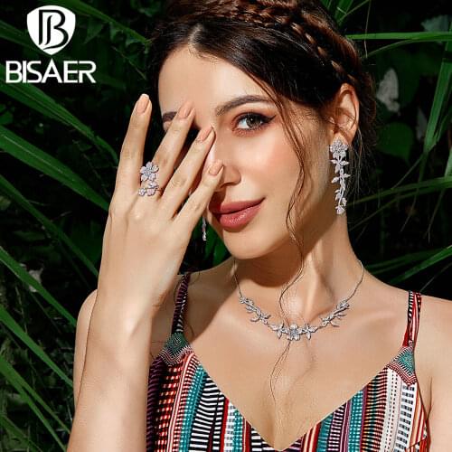 Sakura rings bisaer dazzling cubic zircon 925 Sterling silver blooming Sakura flowers finger rings for women jewelry EFR076