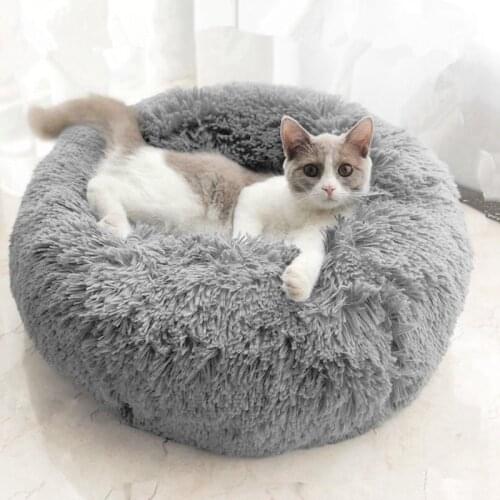 Pet Beds For Dogs Donut Dog Bed Fluffy Donut House For Cat Dog Cushion Washable Long Plush Kenne Mat Deken Hond Calming Pet Bed
