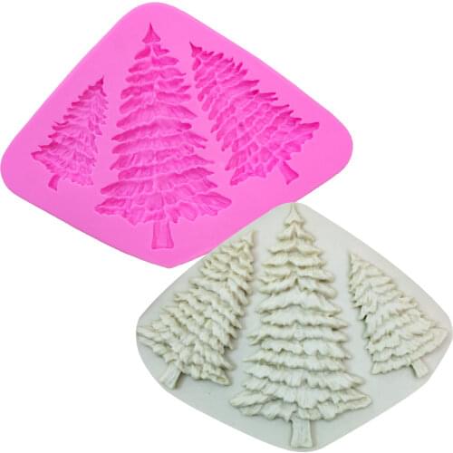 M0972 3 Hole Christmas tree Shaped Silicone Mold Cake Decoration Fondant cookies tools 3D Silicone Mould baking Bakeware