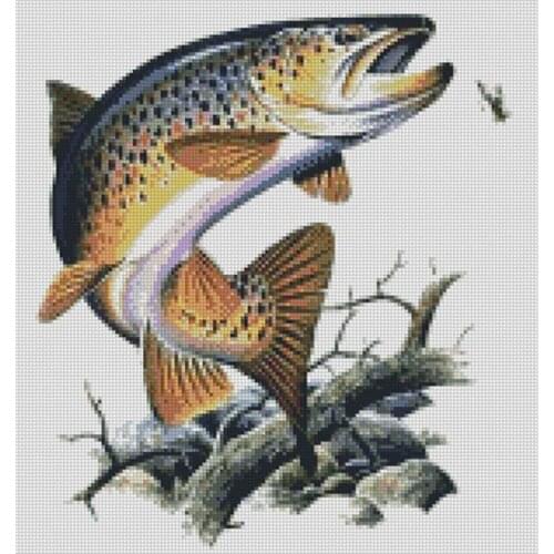 Manufacturer Needlepoint Flying Fish Counter Cross Stitch Embroidery Kits with 100% Cotton Floss & Free Shipping for Home Decor