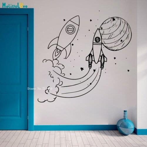 Lovely Rocket Planet Space Nursery Kids Room Wall Sticker Vinyl Decal Art Décor For Babu Gift Poster YT5901