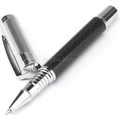 Fuliwen Carbon Fiber Brand New Roller Ball Pen , Elegant Black Color Quality Business For Office Writing Pens