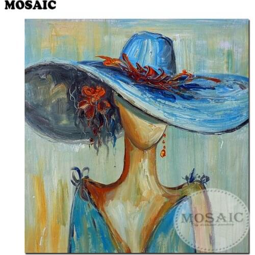 Wholesale,5D DIY Diamond Embroidery Sundays Hat diamond painting Woman Full Square diamond Mosaic Cross Stitch wall art A94