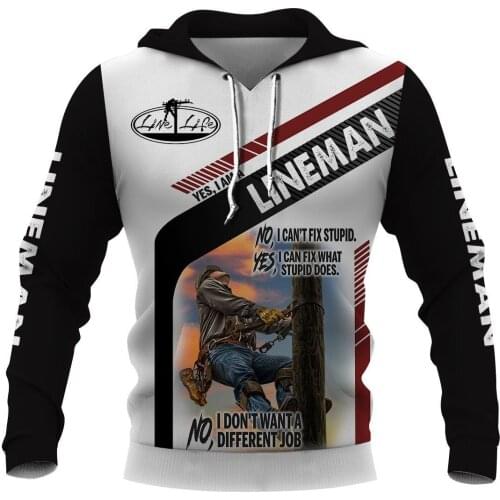 PLstar Cosmos 3DPrint Newest Lineman Work Job Unique Funny Men/Women Cozy Hrajuku Casual Streetwear Hoodies/Zip/Sweatshirt O-7