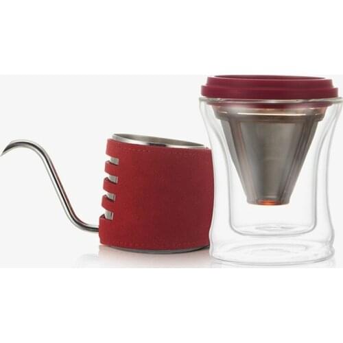 Hanging Ear Hand-made Coffee Pot Mini Coffee Filter Office Coffee Set Hanging Ear Filter Black + Lower Pot + Fine Mouth Pot