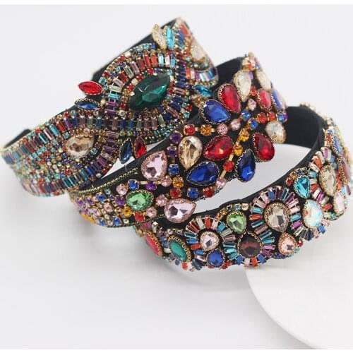 Baroque Luxury Headband, Color Rhinestone Headband, Gemstone Headwear, Prom Hair Accessories, Fashion Accessories