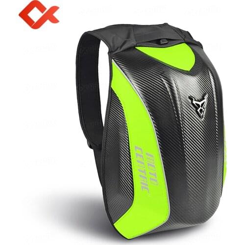 Black Motorcycle Backpack Carbon Fiber Pattern Waterproof Helmet Bag Reflective Motorcycle Tank Bag with Rain Cover