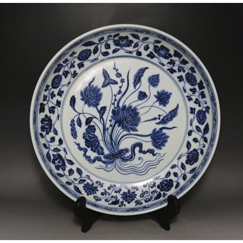 Oriental antique ming dynasty handmaded ceramic porcelain plates for decorative and display