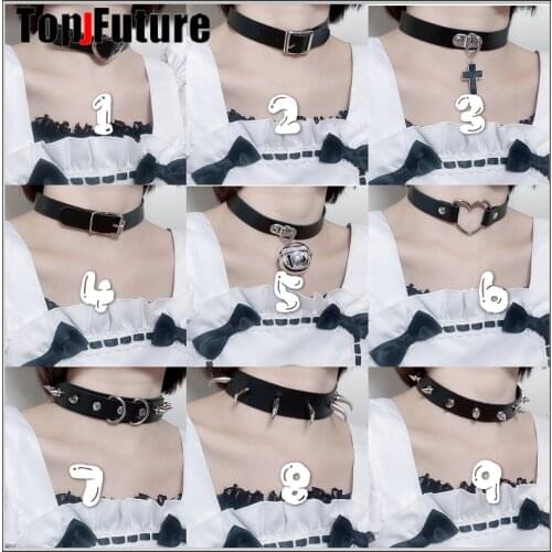 Harajuku Gothic lolita women girl JK sweet lolita cosplay and lovely bell Choker short necklace cross heart maid choker
