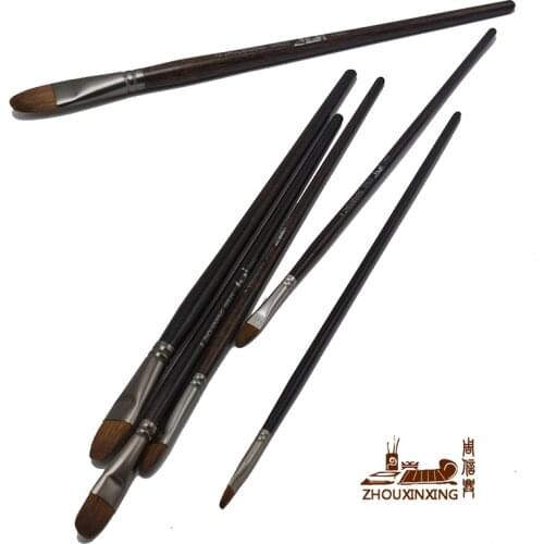 ZHOUXINXING 6pcs/Set,high-grade weasel hair brush acrylic nature painting brush tongue peak wooden brush Drawing Art Supplie