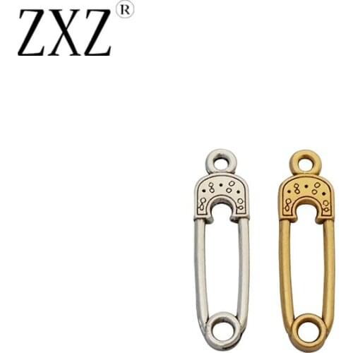 ZXZ 30pcs Antique Gold Imitation Pins Charms Pendants Double sided Bead for Bracelet Jewelry Making Findings 29x8mm