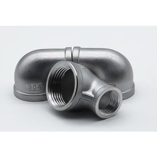 1pc 304 Stainless Steel 2" BSP Female x 1-1/2" BSP Female 90 Degree Elbow Reducer Pipe Fitting Connector For Water Oil Air