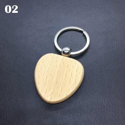 1PCS Blank Round Rectangle Heart type Wooden Key Chain DIY Solid Wood Key Chain Tags Pendant Promotional Gifts