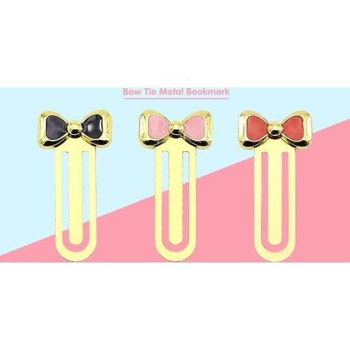 15 pcs/Lot Mini metal bowtie book mark Fine paper clip book markers Fresh Gift Stationery Office School supplies FC604