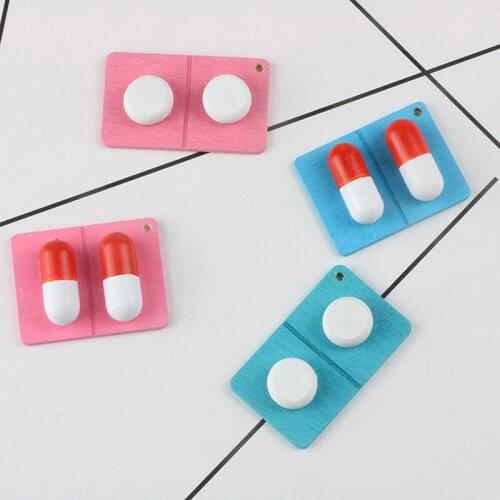 4pcs/lot Mini Wooden Simulation Pill Capsule Model Dollhouse Miniature Accessories New