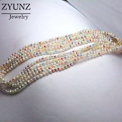 4PCS, Irregular Nature pearl beads Boho Necklace, white pearl colorful miyuki beads necklace, women girl jewelry
