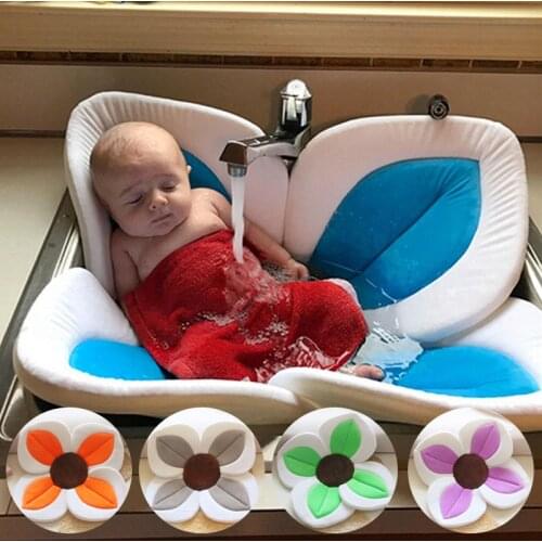 80CM Baby Shower Blooming Bath Tub Flower Pad Bathing Infant Newborn Safety Bath Support NonSlip Petal Cushion Mats Shower Seat
