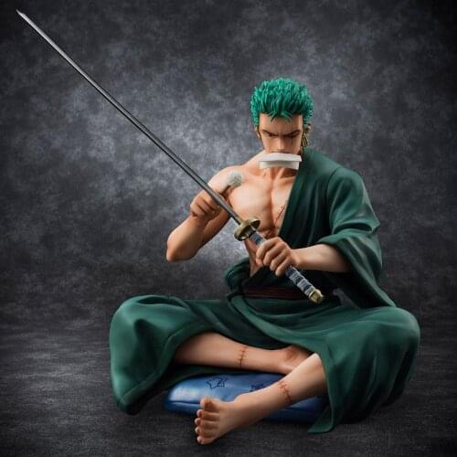 Anime One Piece Roronoa Zoro Sitting Ver. 1/8 Scale Painted PVC Action Figure Statue Collectible Model Kids Toys Doll 15cm