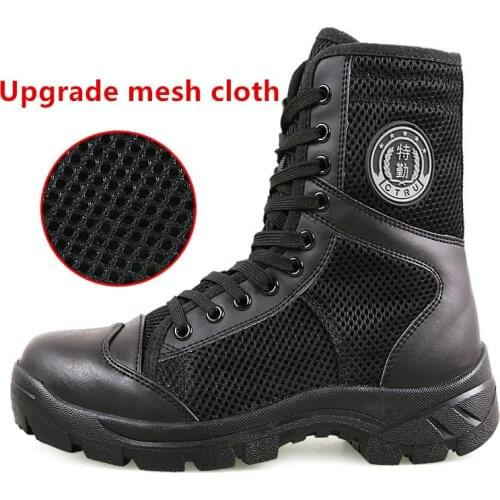 Summer Outdoor Climbing Training Canvas Mesh Breathable Army Shoes Winter Sport Thick Fleece Warm Antiskid Tactical High Boots