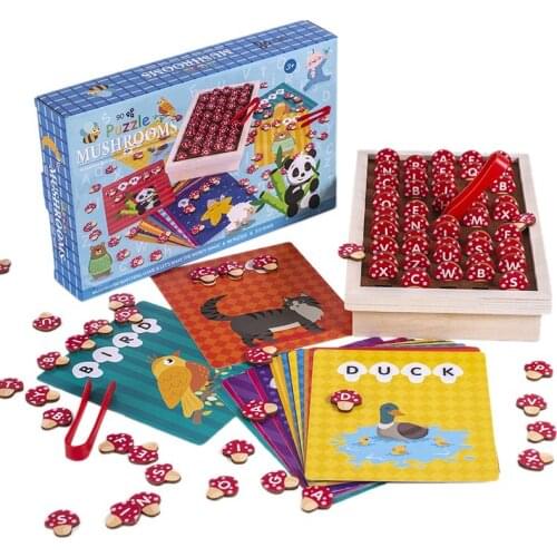 Kids Language Toys English Alphabet Spelling Reading Card Mushroom Picking Matching Games Early Learning Educational