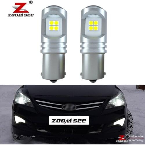 2pcs 800Lm P21W Xenon white Canbus LED Daytime running light bulb DRL for 2014 2015 2016 2017 2018 2019 Hyundai Solaris fog lamp