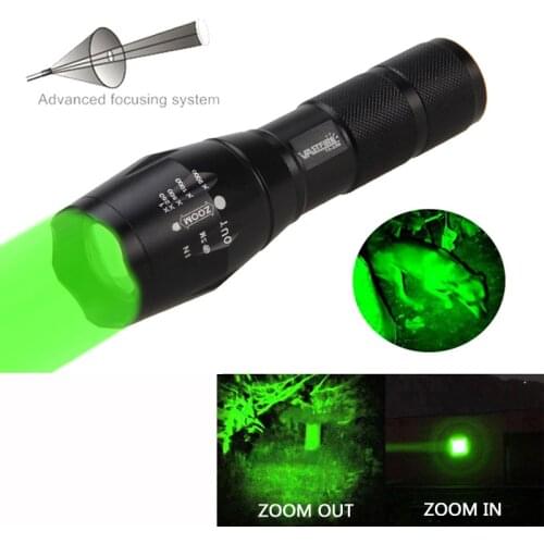 5000 Lumens Green Hunting Weapon Light Tactical Adjustable Focus Zoomable Torch+Rifle Scope Mount+18650+Charger+Remote Switch