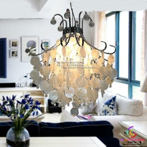 Crystal shell pendant lights for living room restaurant bedroom modern hotel decorations white pendant lamps ZA