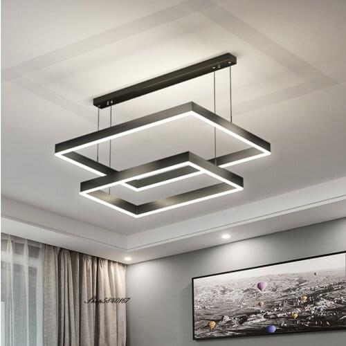 Ins Ned Led Square Pendant Lights Minimalist Geometry Hanglamp Dining Room Furniture Living Room Art Decor Lighting Suspension