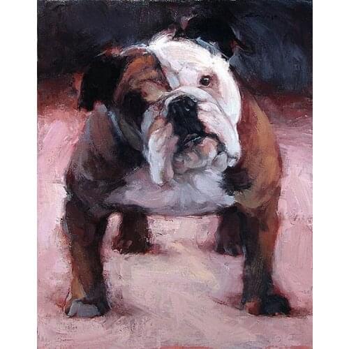 New Arrival Artist Design High Quality Living Room Wall Decoration Handmade English Bulldog Oil Painting On Canvas Animal Art