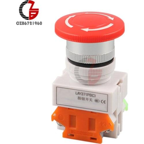 Red Mushroom Cap 1NO 1NC DPST AC 660V&10A Emergency Stop Push Button Switch