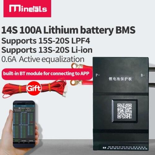 14s bms 54v 100A lipo bluetooth Active equalizer Li-ion lithium battery pack pcb Overcharge and release protection 18650 pcm