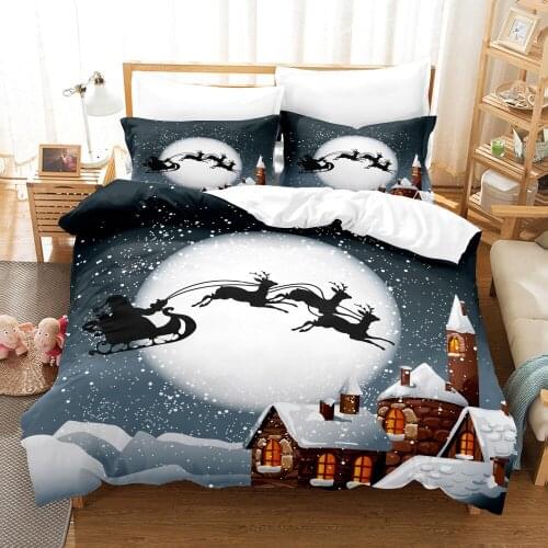 Christmas Elk Bedding Set Festival Modern 3d Duvet Cover Set Comforter Bed Linen Twin Queen King Single Size Kids Adult Gift