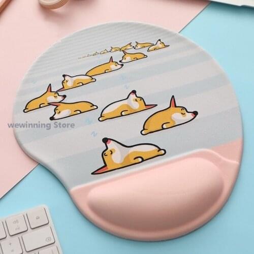 Cute Animal Corgi Soft Comfortable Non-slip Memory Foam Comfort Wrist Support Mouse Pad Home Office Computer Accessories