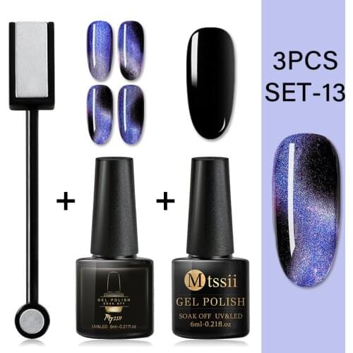 Mtssii Magnetic 5D Cat Eye UV Gel Set Nail Polish Magnet Laser Nail Art Varnish sparkly Sky Jade Effect Soak Off UV Gel Nail Art