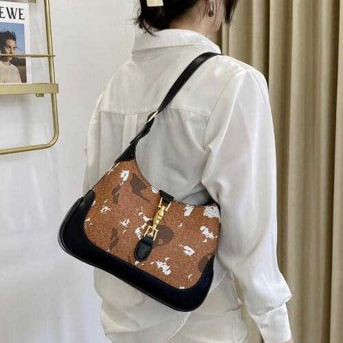 Fashion print retro trend crossbody one-shoulder saddle bag Girl small fresh and lightweight shoulder bags Simple diagonal bag