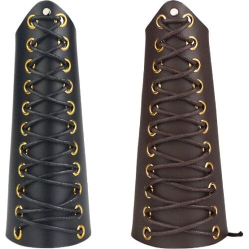 Men Medieval Armor Gloves Wide Cuffs Bracers Steampunk Warrior Gauntlet Renaissance Knights Templar Leather Cosplay Wristband