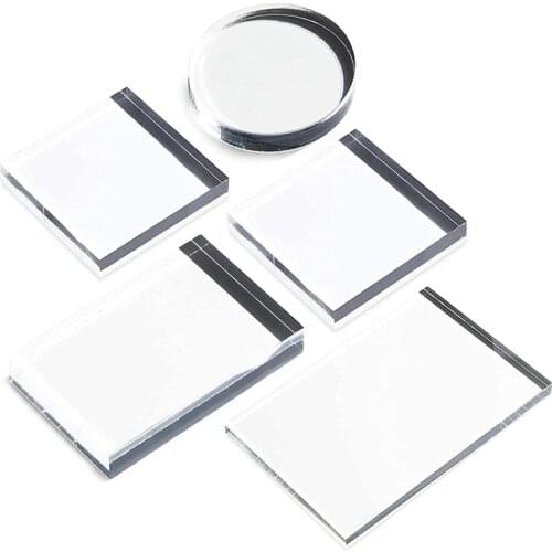 5Pc Clear Stamp Acrylic Block Set For Transparent Acrylic Stamp Pad DIY Scrapbooking Clear Acrylic Display Riser Stands
