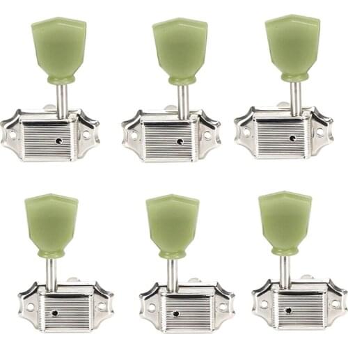 A Set 6 Pcs Jade Green Retro Trapezoid Button Locked String Tuning Pegs Key Tuner Machine Head for Guitar Lock Schaller Style
