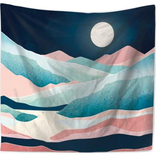 Wall Hanging Tapestry Setting Sun Natural View Watercolor Livingroom Home Decor Functional Blanket Table Cloth