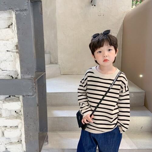 2021 new arrival girls boys striped knitted sweaters autumn fashion kids full sleeve pullover sweaters