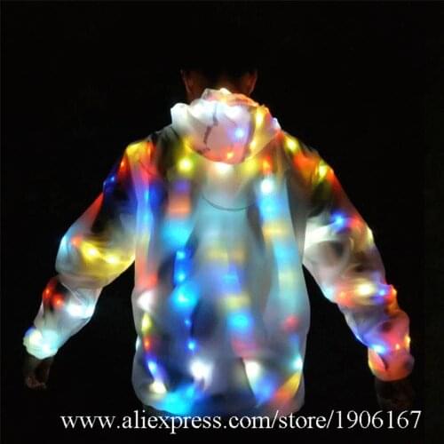 New Design Led Luminous Light Dance Costume Led Light Up Men Party Clothes Halloween Christmas Masquerade Flashing Suit