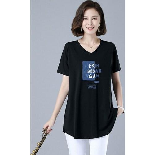 New Women Short Sleeve T-shirt Summer 2021 Large Size Casual Fashion Letter Print All-match Loose Cotton T-shirt