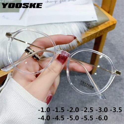 YOOSKE -1 -1.5 -2 Finished Myopia Glasses Men Women Nearsighted Prescription Eyewear Computer Anti Blue Light Eyeglasses Frame