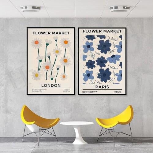London Flower Market Print, Paris Flower Market Poster, Flower Wall Art, Floral Print, Plant Illustrations, Botanical Art