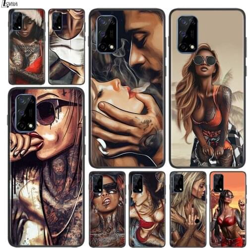 Sexy Sleeve Tattoo Girl for OPPO Realme V15 X5 X3 X50 X7 V5 C21 C17 C11 C3 C2 7 7i 6 6S 6i 5 3 2 Pro Soft Black Phone Case