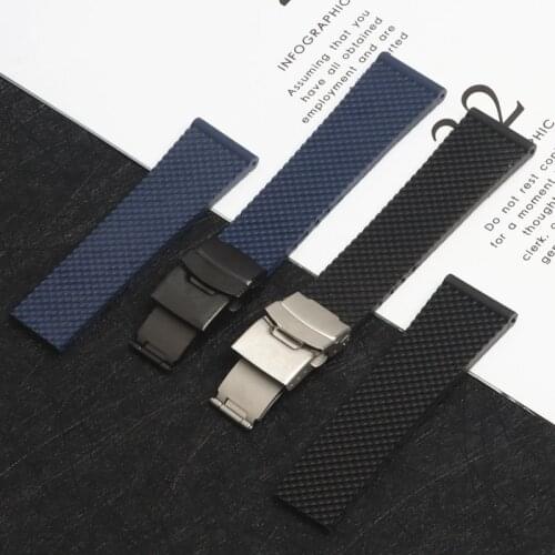 Quality Watchband Silicone Rubber Black Dark Blue 22mm 24mm Bracelet For Navitimer/avenger/Breitling strap Wristband Watch Band