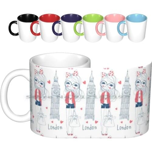 Cute Girl London Ceramic Mugs Coffee Cups Milk Tea Mug London Bigben Big Ben Glasses Black Child Face People Womens Sexy Skin