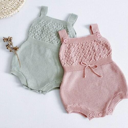 Newborn Baby Girls Knitted Sleeveless Solid Color Jumpsuit Spring Autumn Baby Girls Clothes Infant Baby Girl Bodysuits